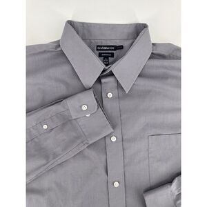 Croft & Barrow Essentials Slim Fit Dress Shirt Men's 18 (36/37) Long Sleeve Gray